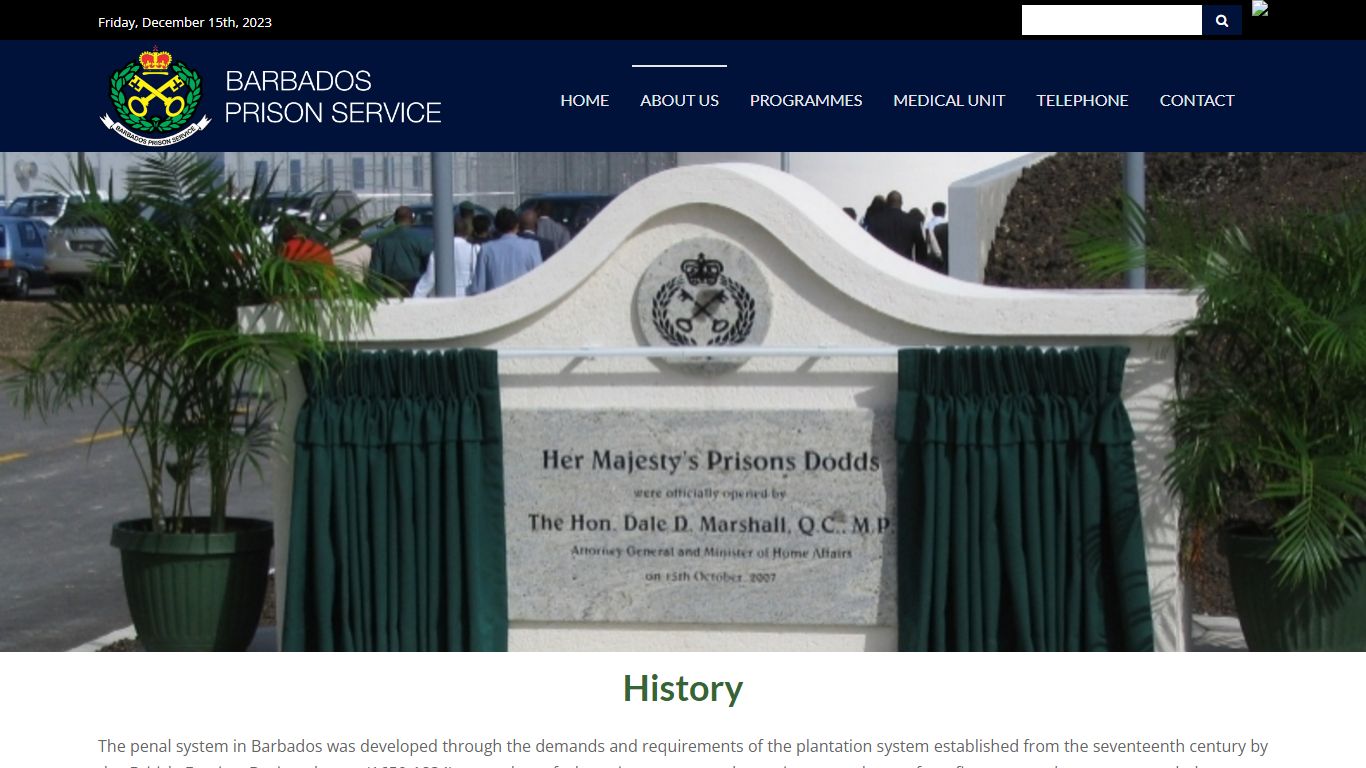 History – Barbados Prison Service