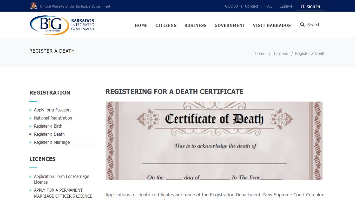 Register a Death - GOV.BB